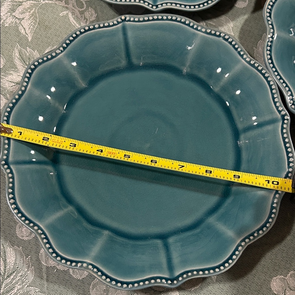 The Pioneer Woman 10” Paige Teal Dinner Plate Set of 4 (Two Sets Available) - Picture 2 of 4
